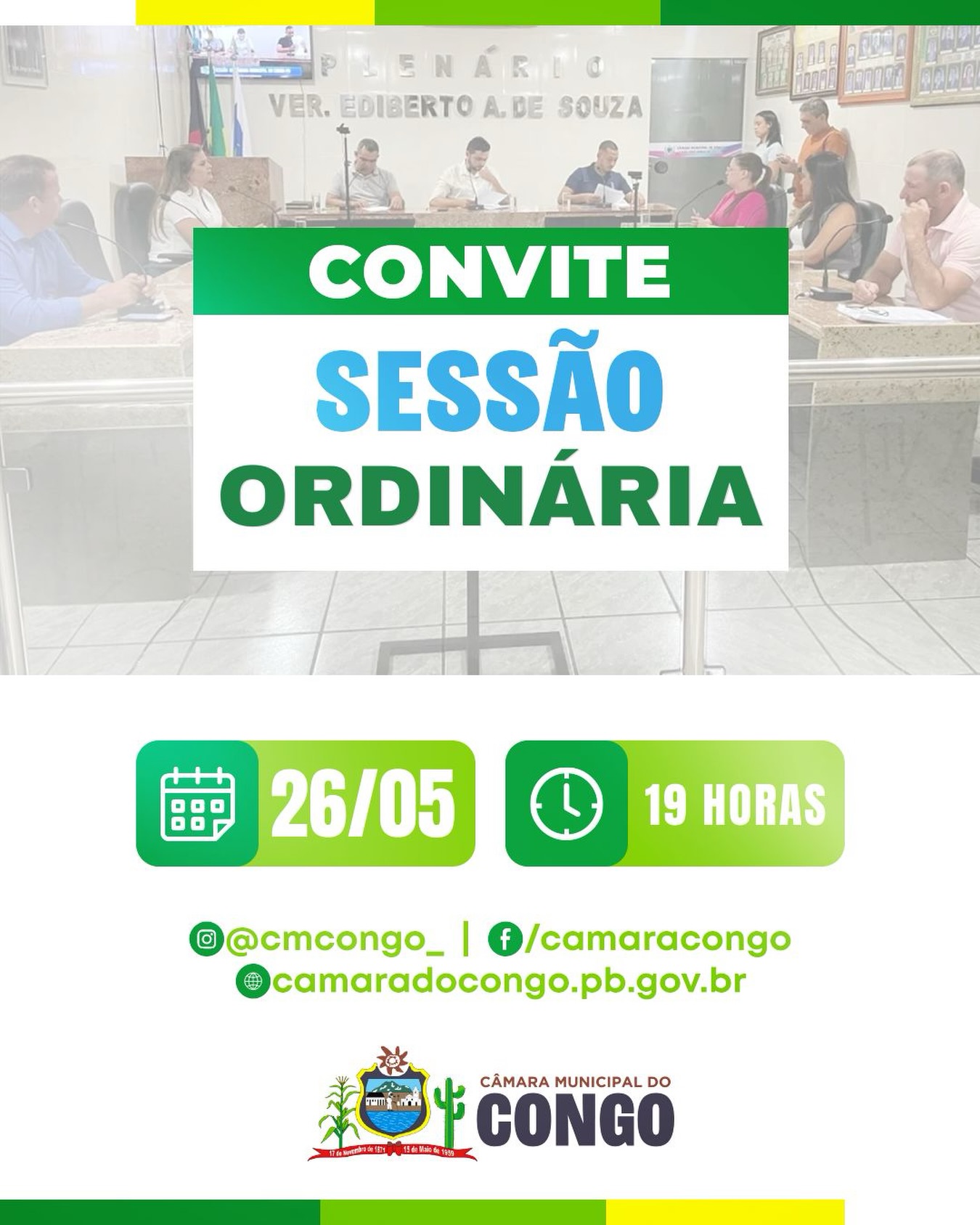 Hoje tem sessão na Câmara Municipal de Congo!